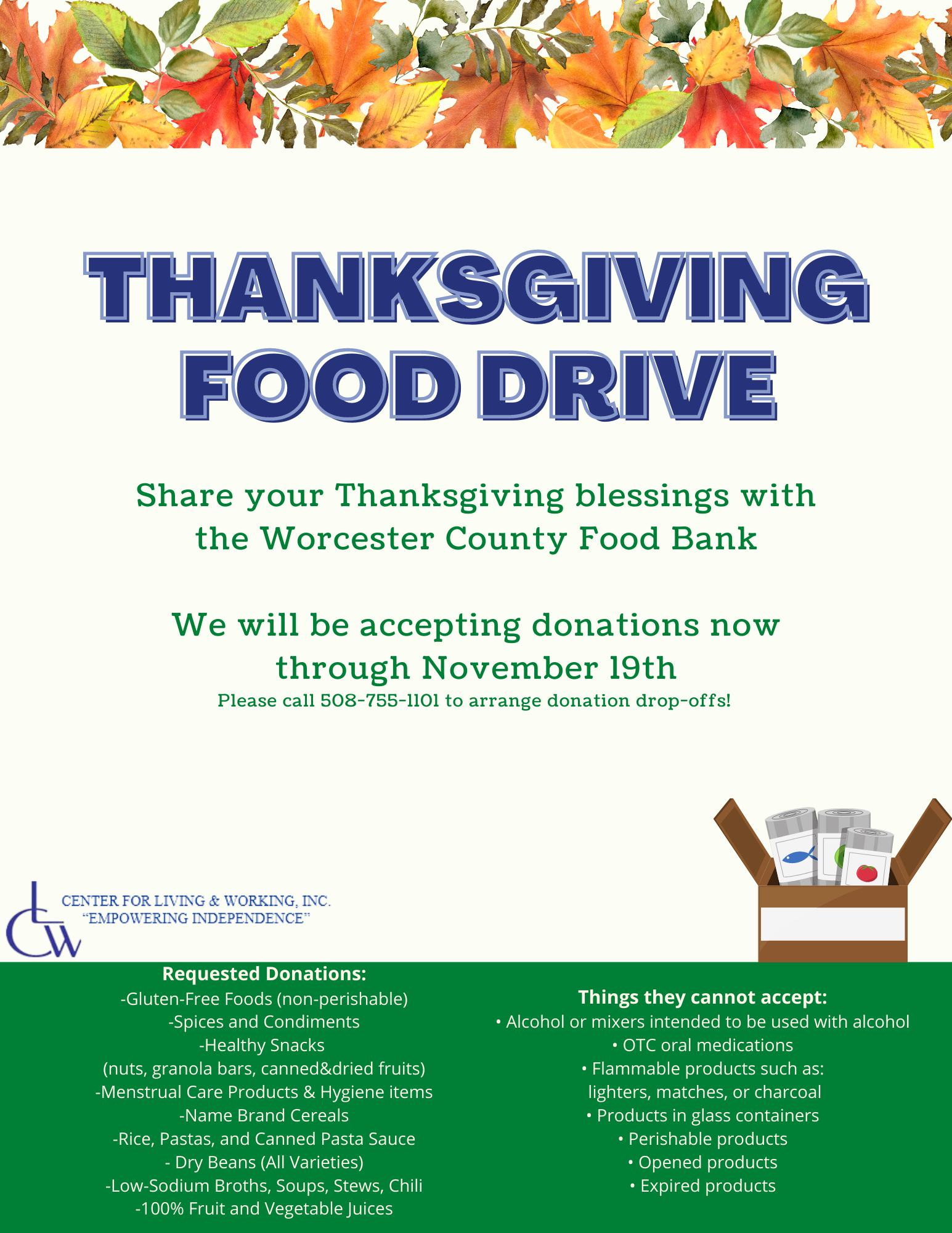 CLW Food Drive Flyer