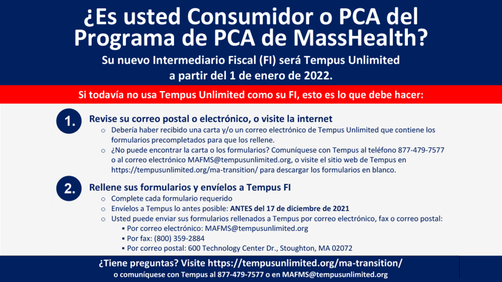 PCA FI Tempus Transition Flyer in Spanish