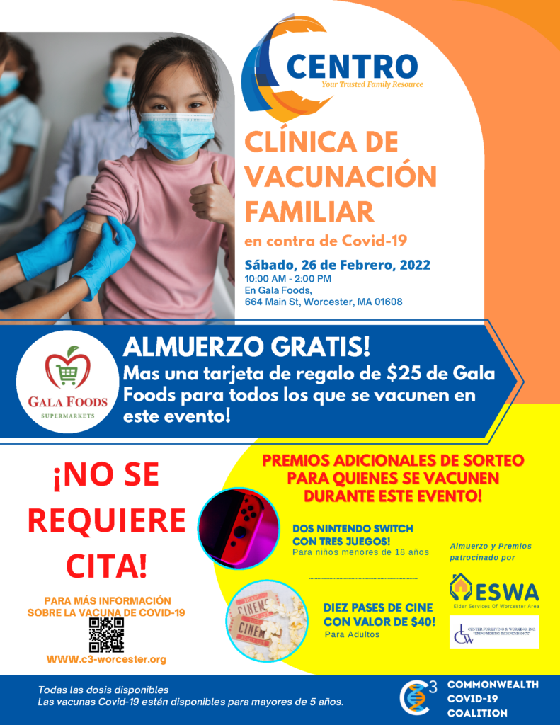 CLW and Centro Family Vaccine Clinic Flyer