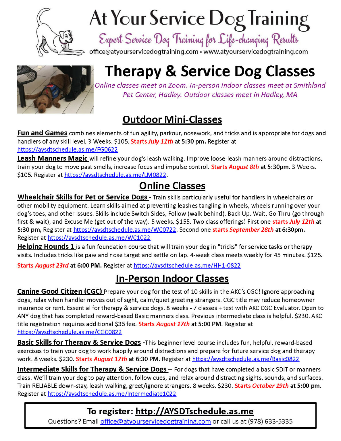 At Your Service Dog Training Center for Living & Working