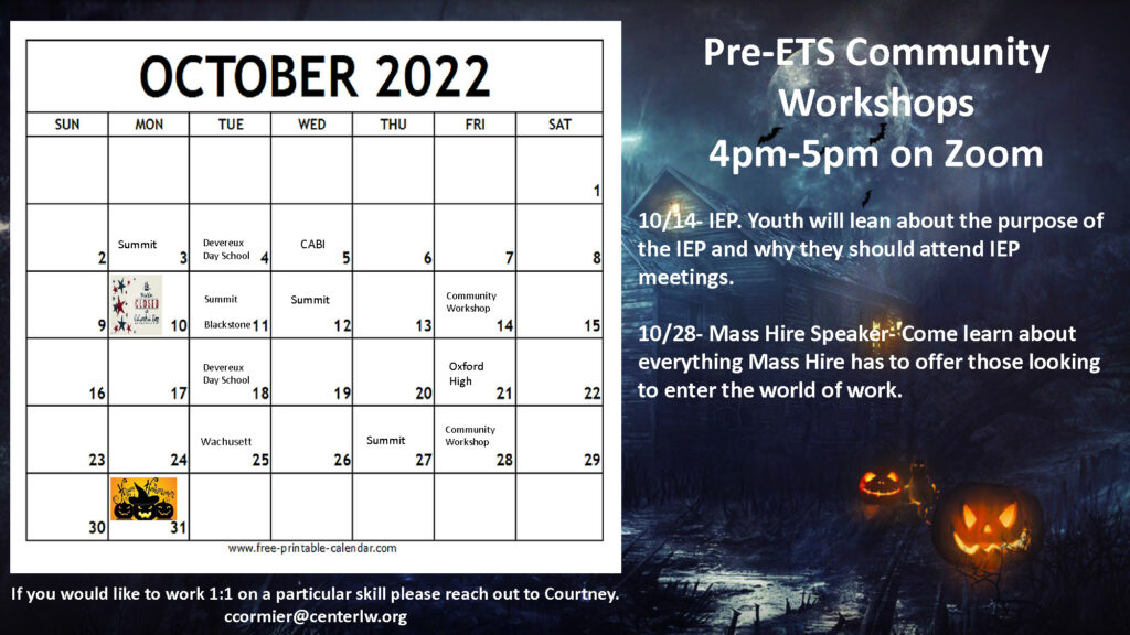 Pre-ETS October Calendar