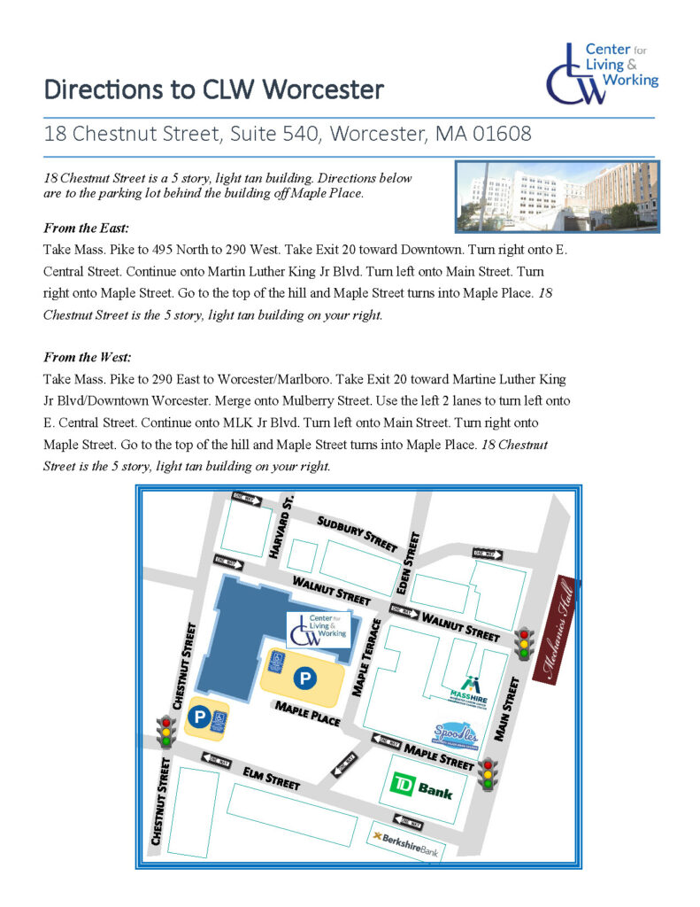 Parking information for CLW consumers coming to our new location