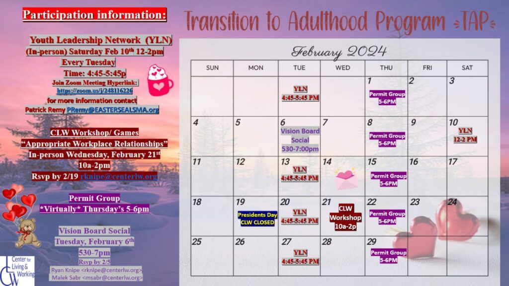 TAP February 2024 Calendar 